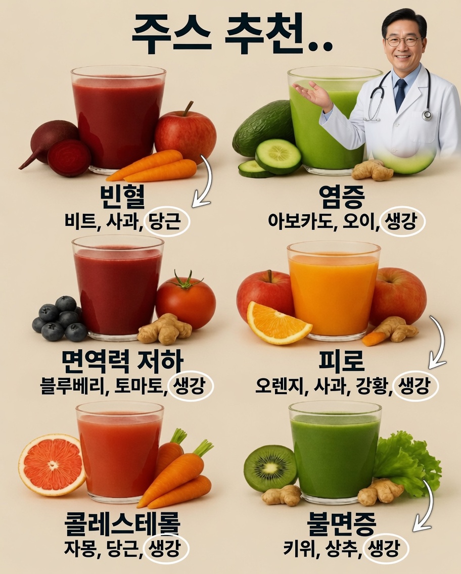 치유 주스: 빈혈, 염증, 피로 등 다양한 증상을 위한 자연 레시피